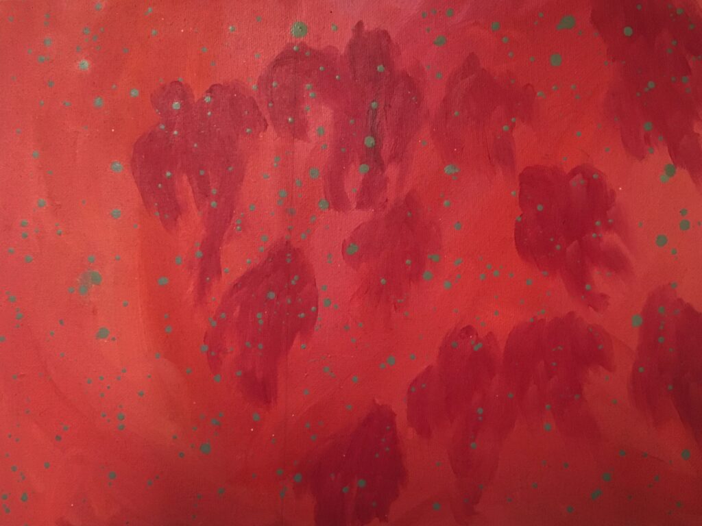 small oil on canvas, Red Heaven