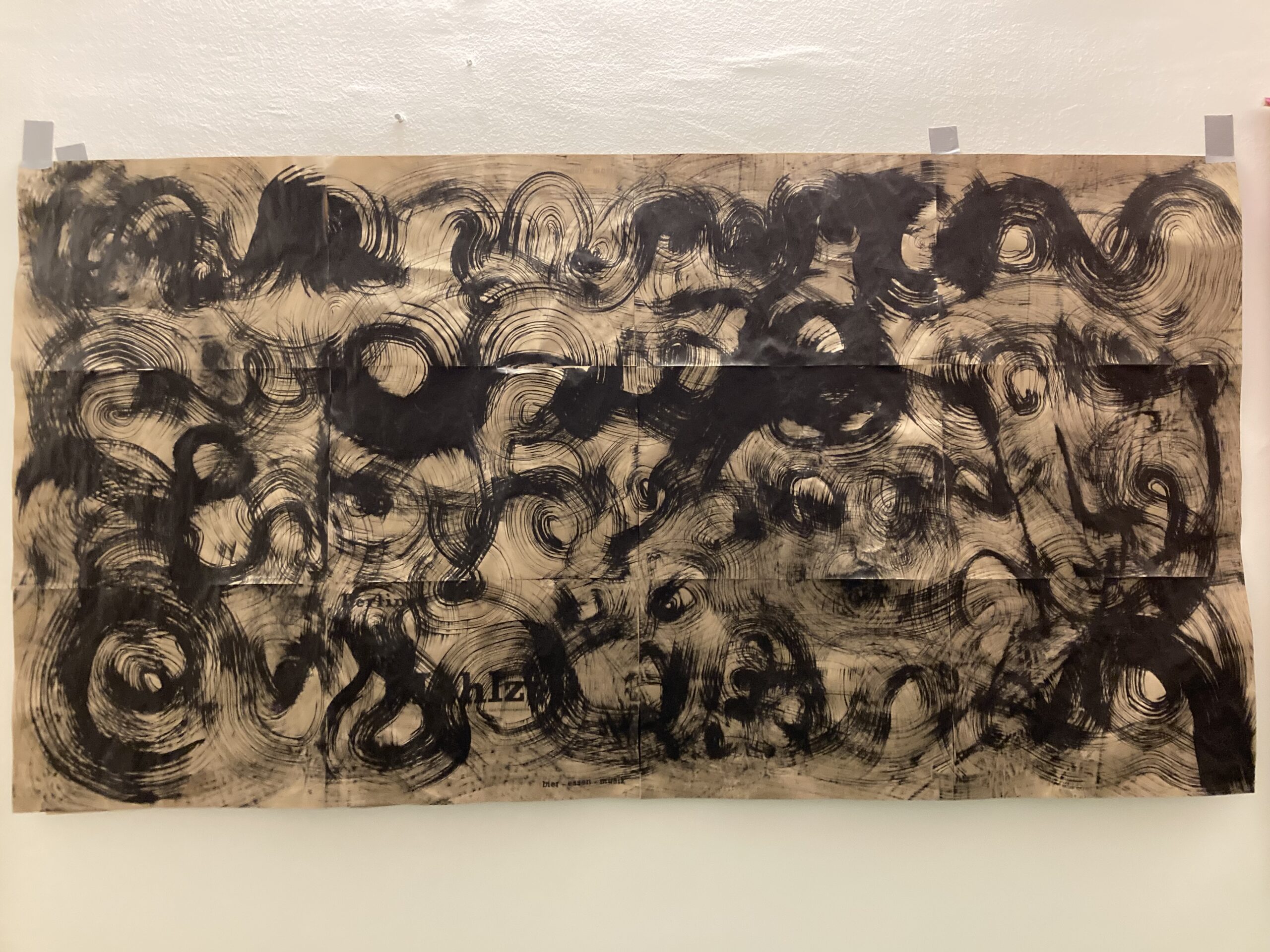 ink on 12 recycled papers, Geste Drei